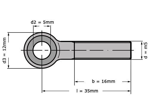 Knevelschroef DIN 444 B M5x35mm Staal Onbehandeld 4.6
