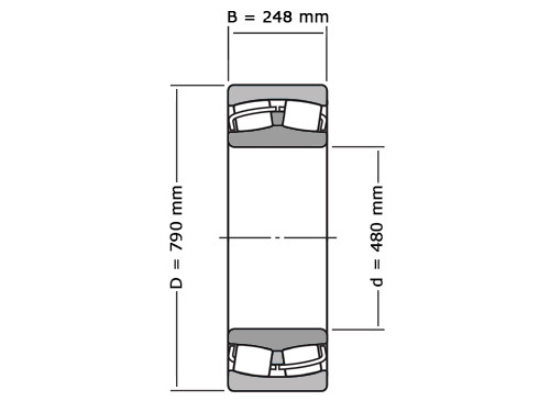 FAG Tonlager Zelfinstellend 23196 Cilindrisch MB (480x790x248mm)