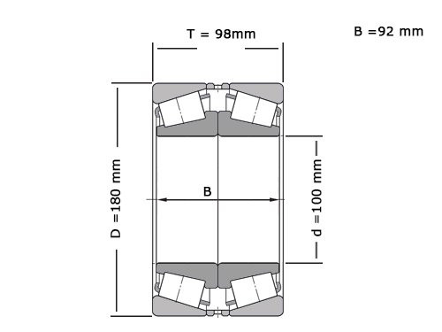 Foto van FAG Kegellager 32220 XL DF A230 280 2pcs. (100x180x98mm) FAG Kegellager 32220 XL DF A230 280 2pcs. (100x180x98mm)