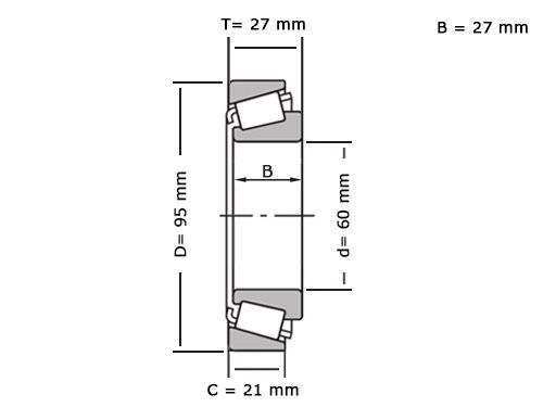 Foto van NKE Kegellager 33012 (60x95x27mm) NKE Kegellager 33012 (60x95x27mm)