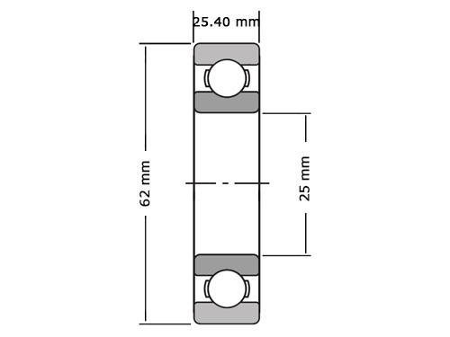 NTN Kogellager Eenrijig 63305 LLU (25x62x25.40mm)