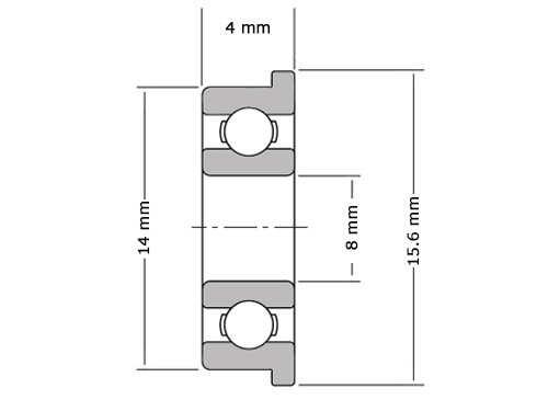 IBB Miniatuur Flenskogellager MF148 2RS (8x14x4mm)