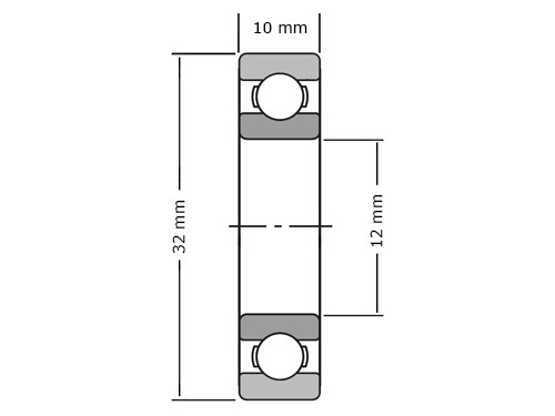 IBB Kogellager 6201 2RS RVS (12x32x10mm)