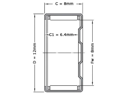 INA Naaldlager BK0808 (8x12x8mm)