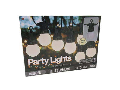 Feestverlichting 20 lampen G50 warmwit mat koppelbaar