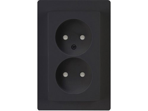 Foto van Kopp HK05 mat zwart inbouw stopcontact wcd dubbel Kopp HK05 mat zwart inbouw stopcontact wcd dubbel