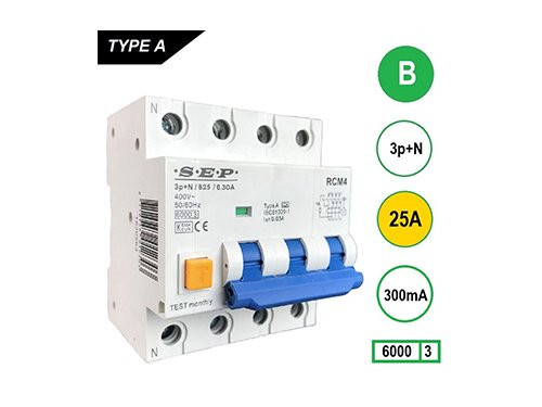 Aardlekautomaat 25A B kar 300mA 4p SEP