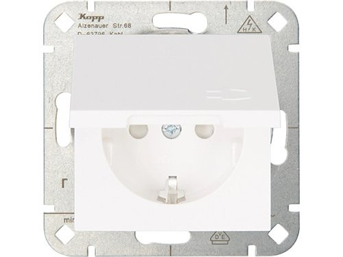 Kopp HK07 PURE mat wit inbouw stopcontact wcd RA met deksel + kinderbeveiliging