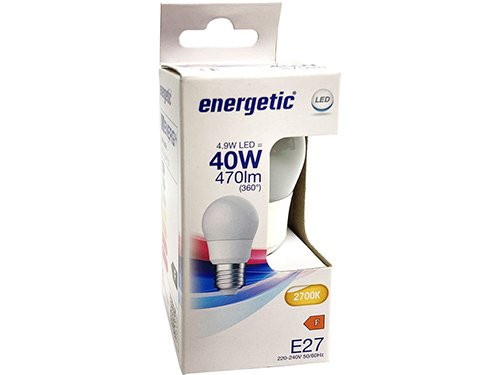 Foto van Energetic LED kogel E27 4,9-40W 2700K mat Energetic LED kogel E27 4,9-40W 2700K mat