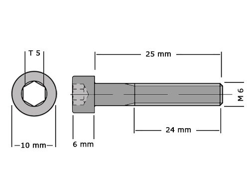 Cilinderbout met binnenzeskant DIN 912 M6x25 8.8 Blank Staal