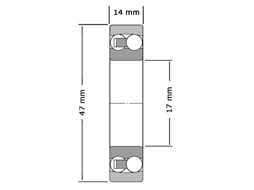 SKF Kogellager Zelfinstellend 1303 Cilindrisch EM P62 (17x47x14mm)