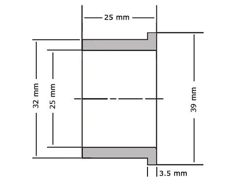 Flensglijlager Sinterbrons BP25 25x32x25/39x3.5mm