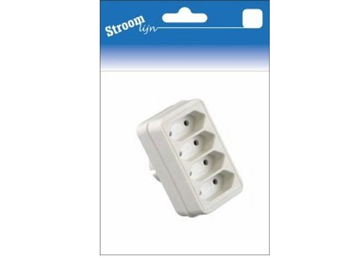 Foto van Randaarde stekkeradapter 4 x euro wit Randaarde stekkeradapter 4 x euro wit
