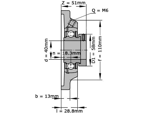 INA Lagerblok Staand PCF40 (40mm)