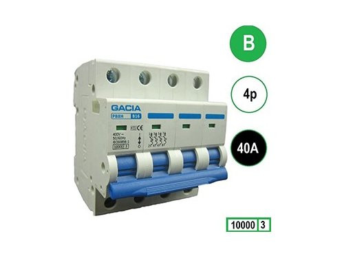 Foto van Installatieautomaat 40A B kar 4p GACIA Installatieautomaat 40A B kar 4p GACIA