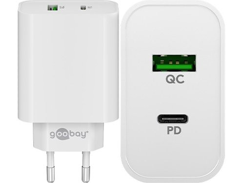 USB + USB-C snellader 45W wit