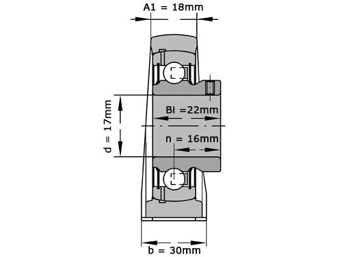 INA Lagerblok Staand PASEY17 (17mm)