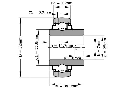 Foto van INA Insert Lager GLE25 KRR B (25x52x34.9mm) INA Insert Lager GLE25 KRR B (25x52x34.9mm)