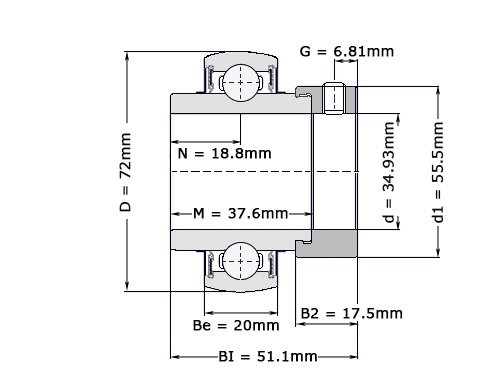Foto van NTN Insert Lager UEL207-106 D1 W3 (34.93mm) NTN Insert Lager UEL207-106 D1 W3 (34.93mm)