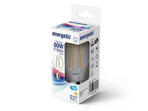 Energetic LED GLS E27 7,8-80W 4000K filament helder