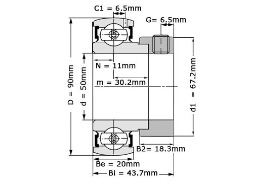 NTN Insert Lager M-AEL210 D1 (50mm)