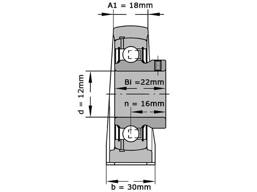 INA Lagerblok Staand PASEY12 (12mm)