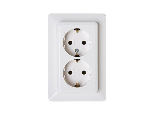 Foto van Kopp HK02 arctic wit inbouw stopcontact wcd RA dubbel Kopp HK02 arctic wit inbouw stopcontact wcd RA dubbel