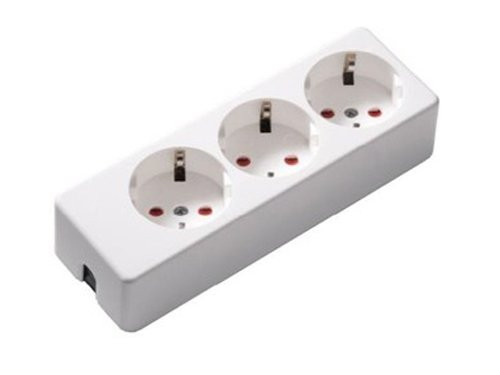 Tafelcontactdoos RA 3V langwerpig met kinderbeveiliging wit