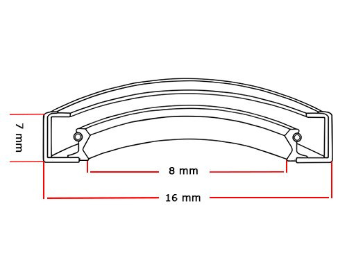 Oliekeerring 8x16x7mm BA MBR 70
