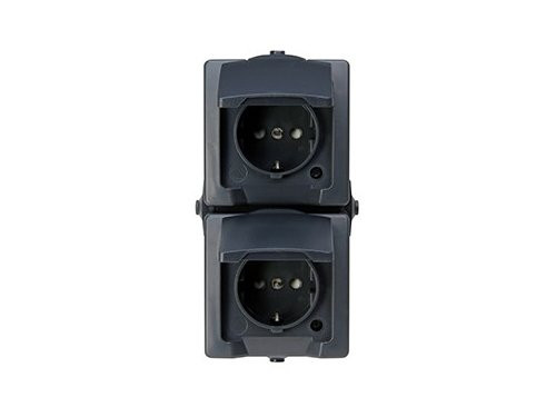 Foto van Kopp SWD opbouw stopcontact RA dubbel verticaal antraciet Kopp SWD opbouw stopcontact RA dubbel verticaal antraciet
