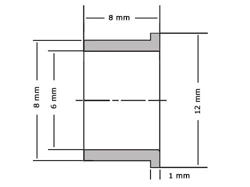 Foto van Flensglijlager PAF0608 P14 Gerold Staal / PTFE (6x8x8/12x1mm) Flensglijlager PAF0608 P14 Gerold Staal / PTFE (6x8x8/12x1mm)