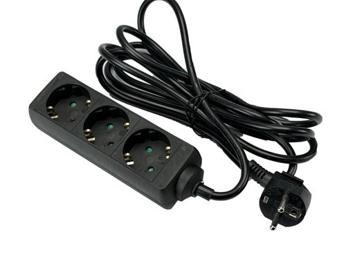 TCD RA 3-voudig 1,5m snoer zwart