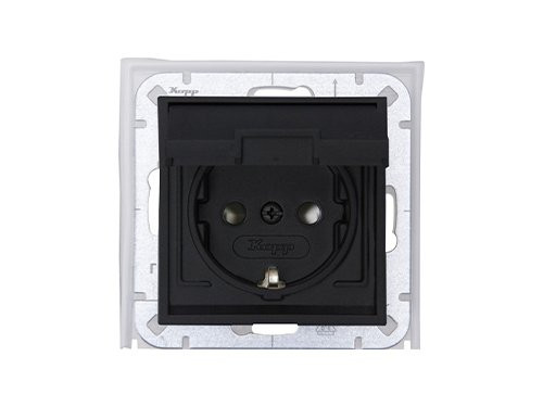 Foto van Kopp HK07 antraciet IP44 inbouw stopcontact wcd RA deksel Kopp HK07 antraciet IP44 inbouw stopcontact wcd RA deksel