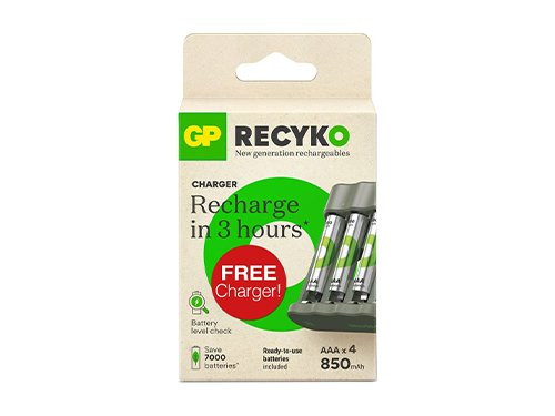 GP Batterijlader USB 3H met 4x850mA AAA batterij - PROMO