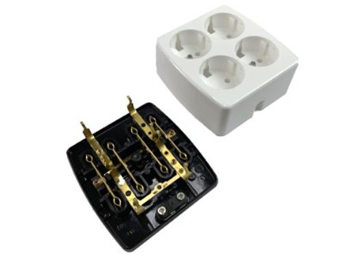 Tafelcontactdoos RA 4V vierkant wit