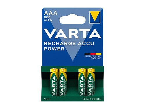 Foto van Varta NiMH oplaadbare batterij AAA 800mA blister(4) Varta NiMH oplaadbare batterij AAA 800mA blister(4)