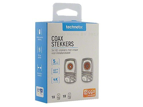 Coax IEC connector haaks metaal 4G set 2 stuks M+F