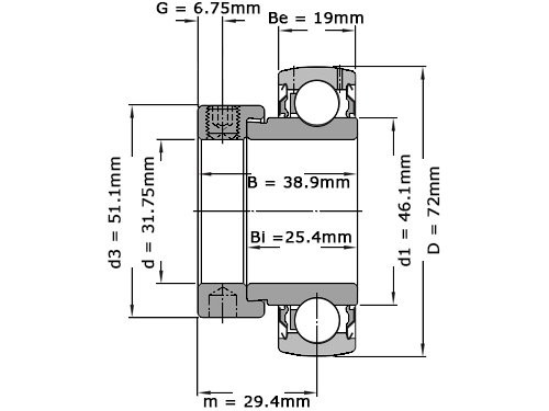 Foto van SKF Insert Lager YET207 104 (31.75mm) SKF Insert Lager YET207 104 (31.75mm)