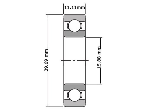 IBB Kogellager Eenrijig RLS5 (15.88x39.69x11.11mm)