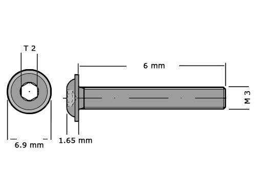 Laagbolkopbout met binnenzeskant en flens ISO 7380-2 M3x6 RVS A2