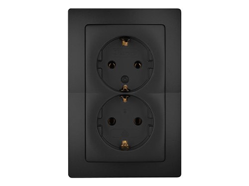 Foto van Kopp HK05 mat zwart inbouw stopcontact wcd RA dubbel Kopp HK05 mat zwart inbouw stopcontact wcd RA dubbel