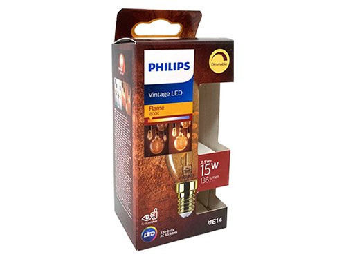 Philips LED kaars E14 3,5-15W 1800K filament gold dimbaar blister