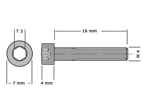 Cilinderbout met binnenzeskant DIN 912 M4x16 8.8 Verzinkt