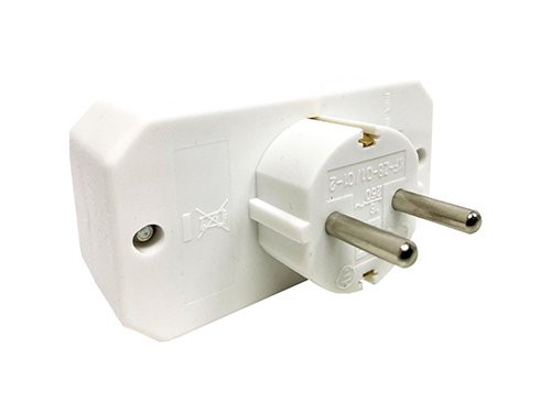 Randaarde stekkeradapter 2 x euro + 1 x RA horizontaal wit