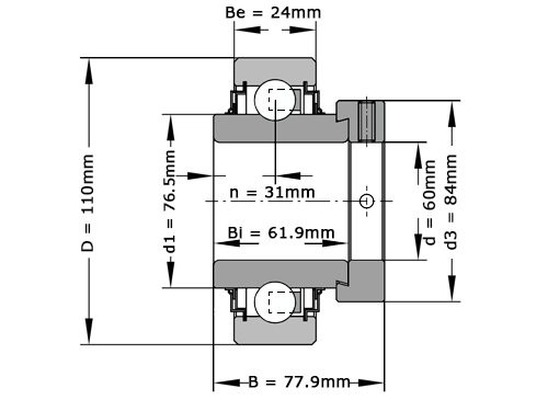 Foto van INA Insert Lager E60 KRR (60x110x77.9mm) INA Insert Lager E60 KRR (60x110x77.9mm)