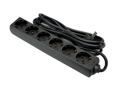 TCD RA 6-voudig 1,5m snoer zwart