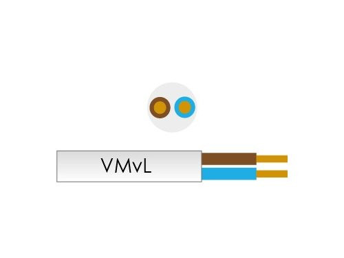 Kabel H03VV-F VMVS rond 2x0,75qmm zilver transparant 100 Meter