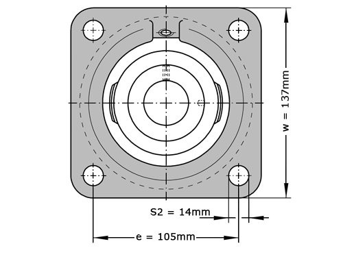 Foto van INA Lagerblok Vierkant PCJ45 (45mm) INA Lagerblok Vierkant PCJ45 (45mm)