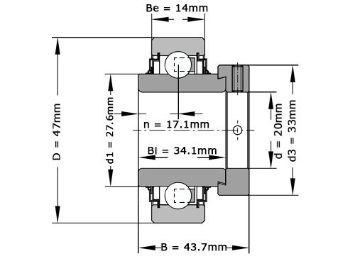 Foto van INA Insert Lager E20 KRR (20x47x43.7mm) INA Insert Lager E20 KRR (20x47x43.7mm)