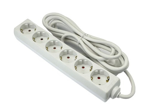 TCD RA 6-voudig 1,5m snoer wit